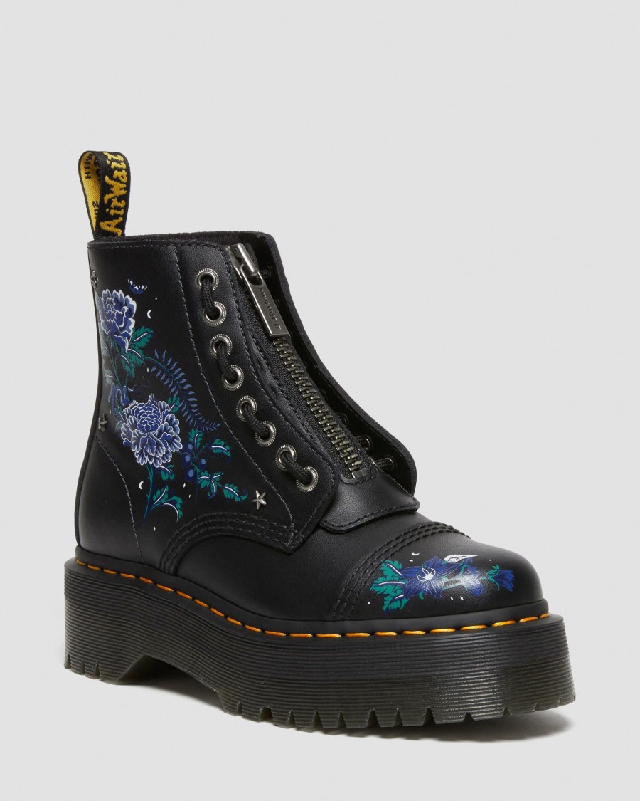 Women * | Sinclair Mystic Floral Leather Platform Boots Online Discount