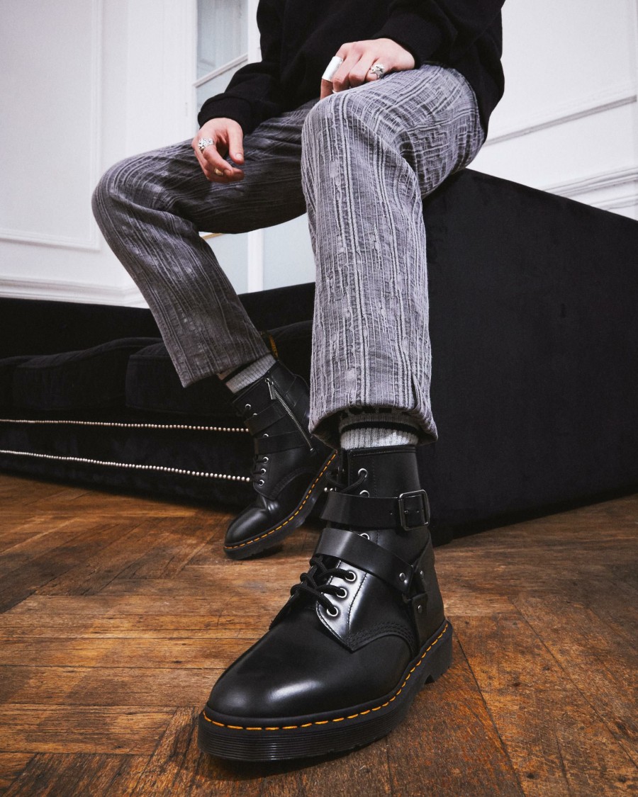 Men * | Cristofor Leather Harness Lace Up Boots Special