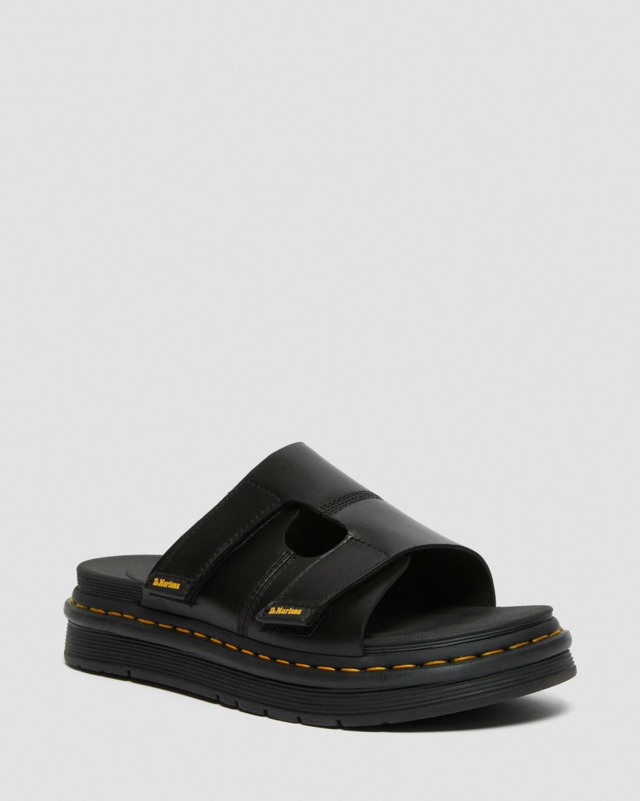 Men * | Daxton Leather Slide Sandals Top Sellers