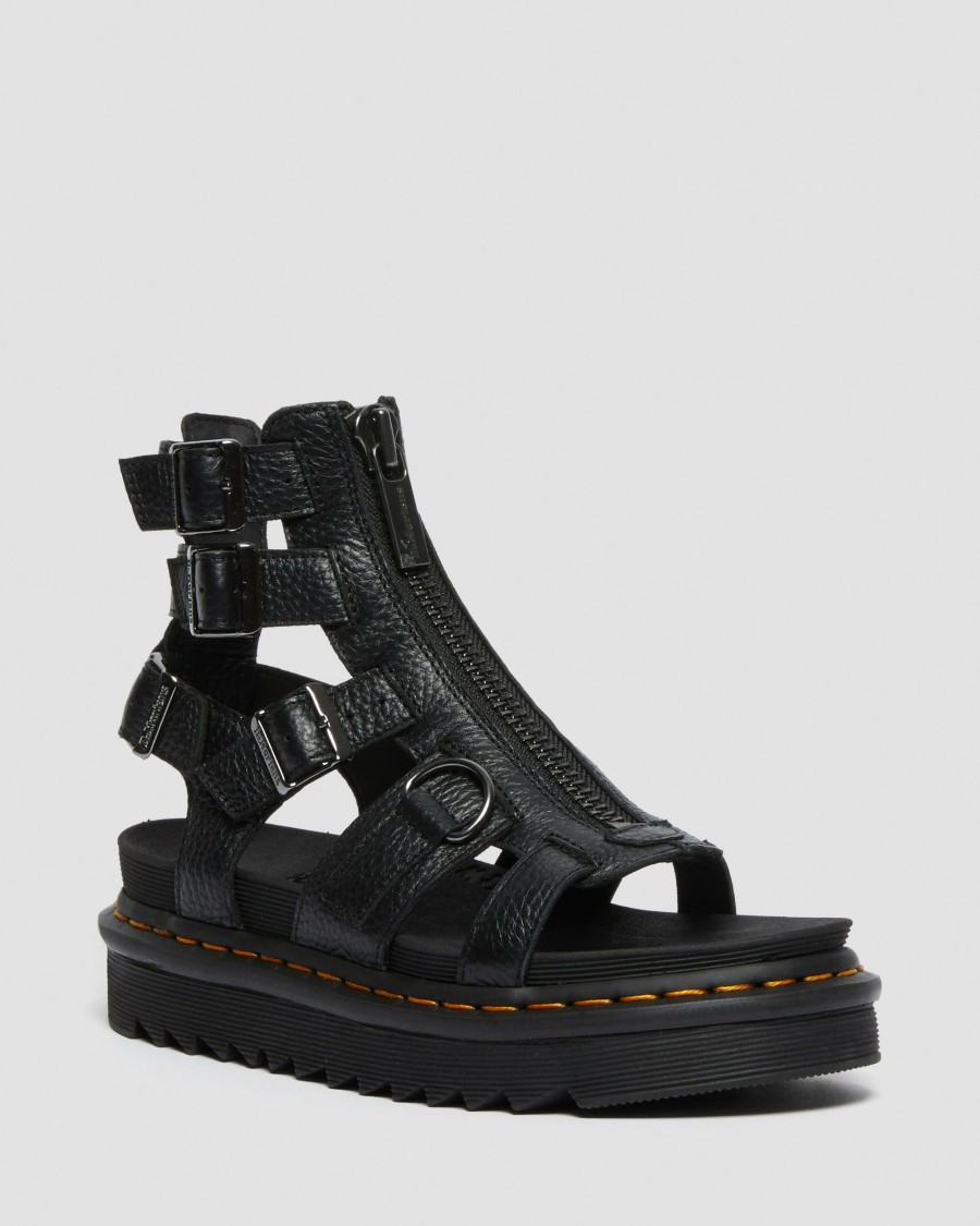 Women * | Olson Zipped Leather Strap Sandals Hot Selling