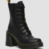 Women * | Chesney Leather Flared Heel Lace Up Boots Top Sellers