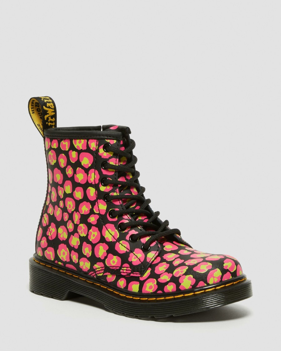 Kids * | Junior 1460 Leopard Hydro Leather Lace Up Boots Flash Sale