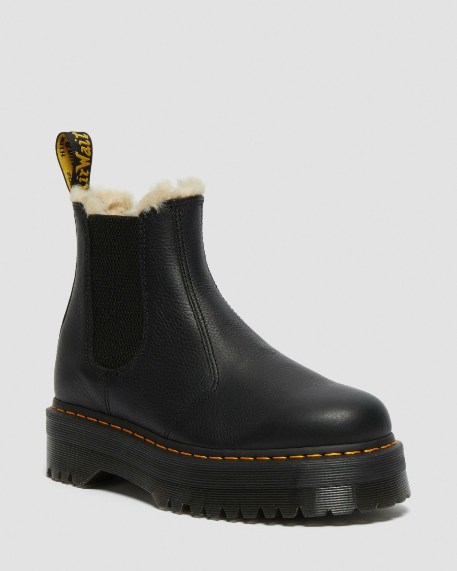 Men * | 2976 Faux Fur Lined Platform Chelsea Boots Fashionable