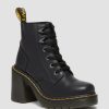 Women * | Jesy Sendal Leather Lace Up Flared Heel Boots Flash Sale