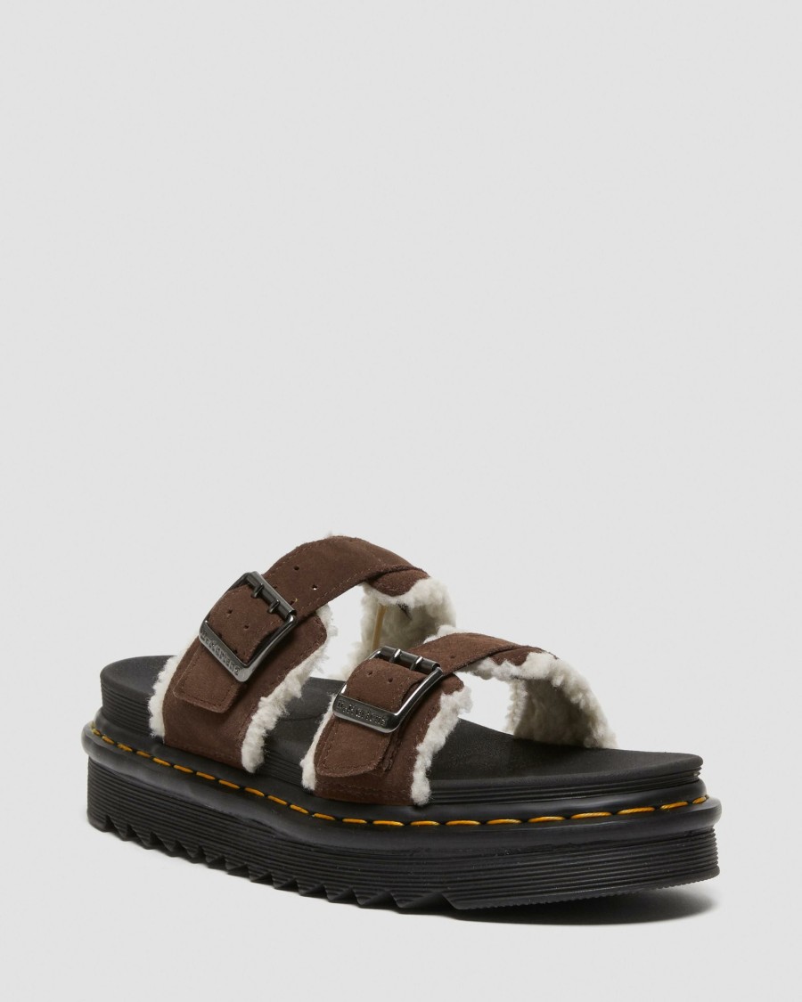 Men * | Myles Suede Fur-Lined Buckle Slide Sandals Flash Sale