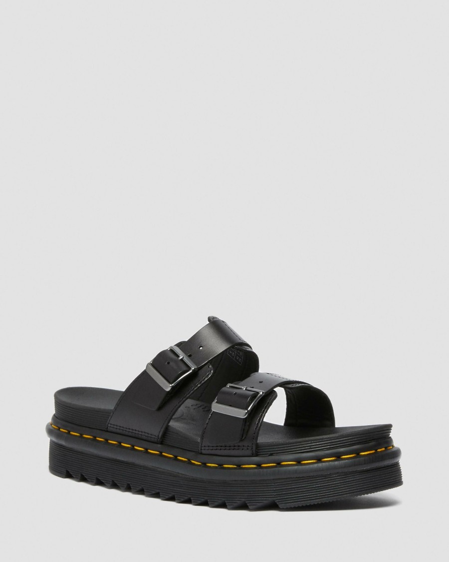 Women * | Myles Brando Leather Buckle Slide Sandals Limited Edition