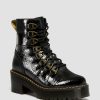 Women * | Laurenne Distressed Patent Leather Lace Up Heel Boots Special