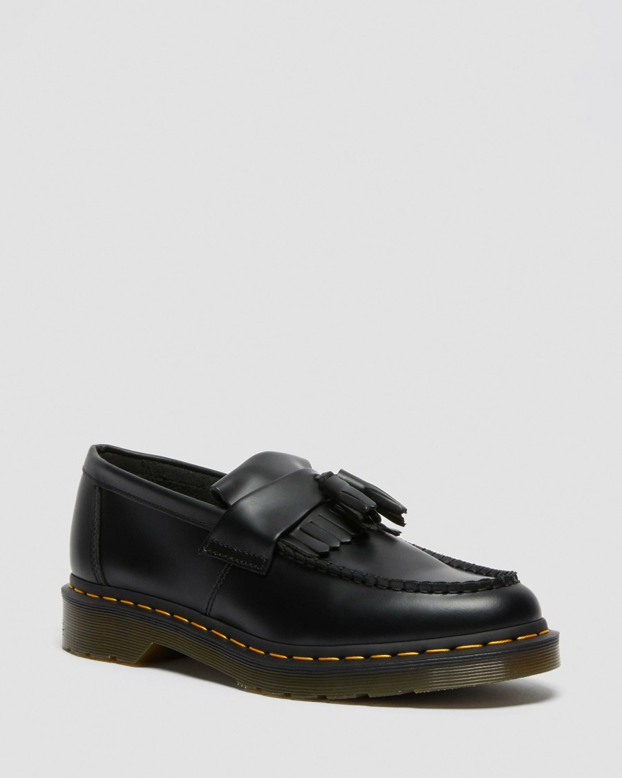 Men * | Adrian Yellow Stitch Leather Tassel Loafers Best Quality